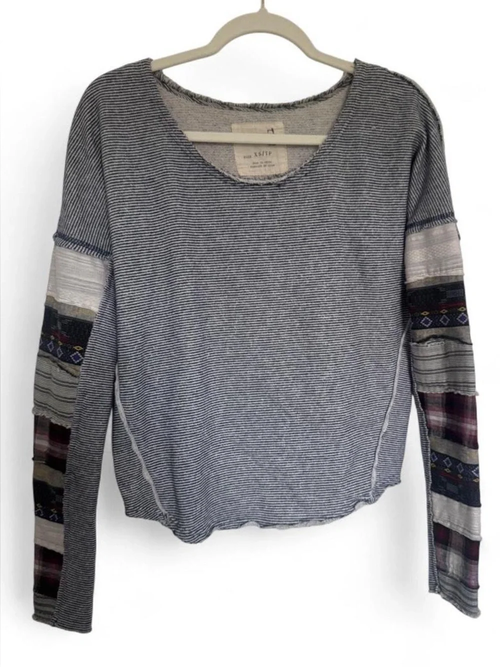 Free people long sleeve with patchwork